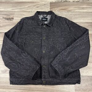 Menace Los Angeles Laser Engraved Paisley Denim Jacket Size XL